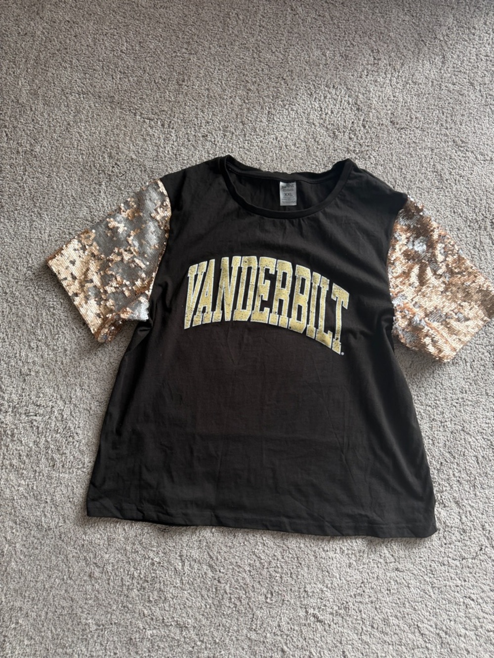 Vanderbilt Black Sequin Sleeve Tee